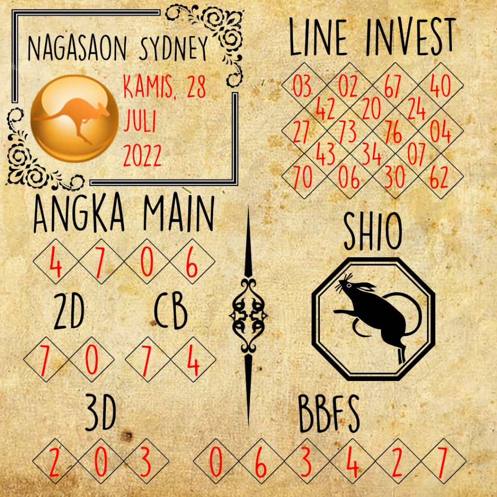 Prediksi Sydney Nagasaon Kamis 28 Juli 2022