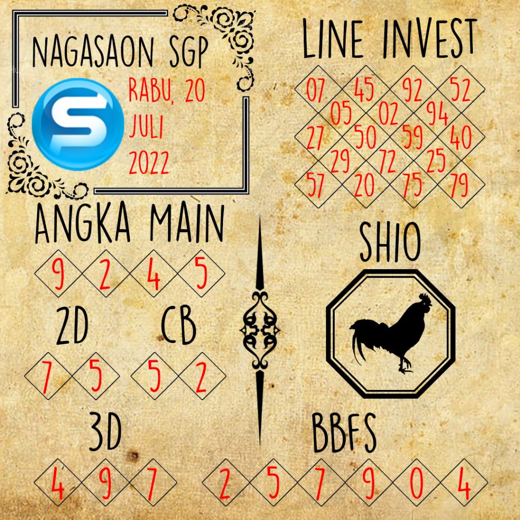 Prediksi SGP Nagasaon Rabu 20 Juli 2022