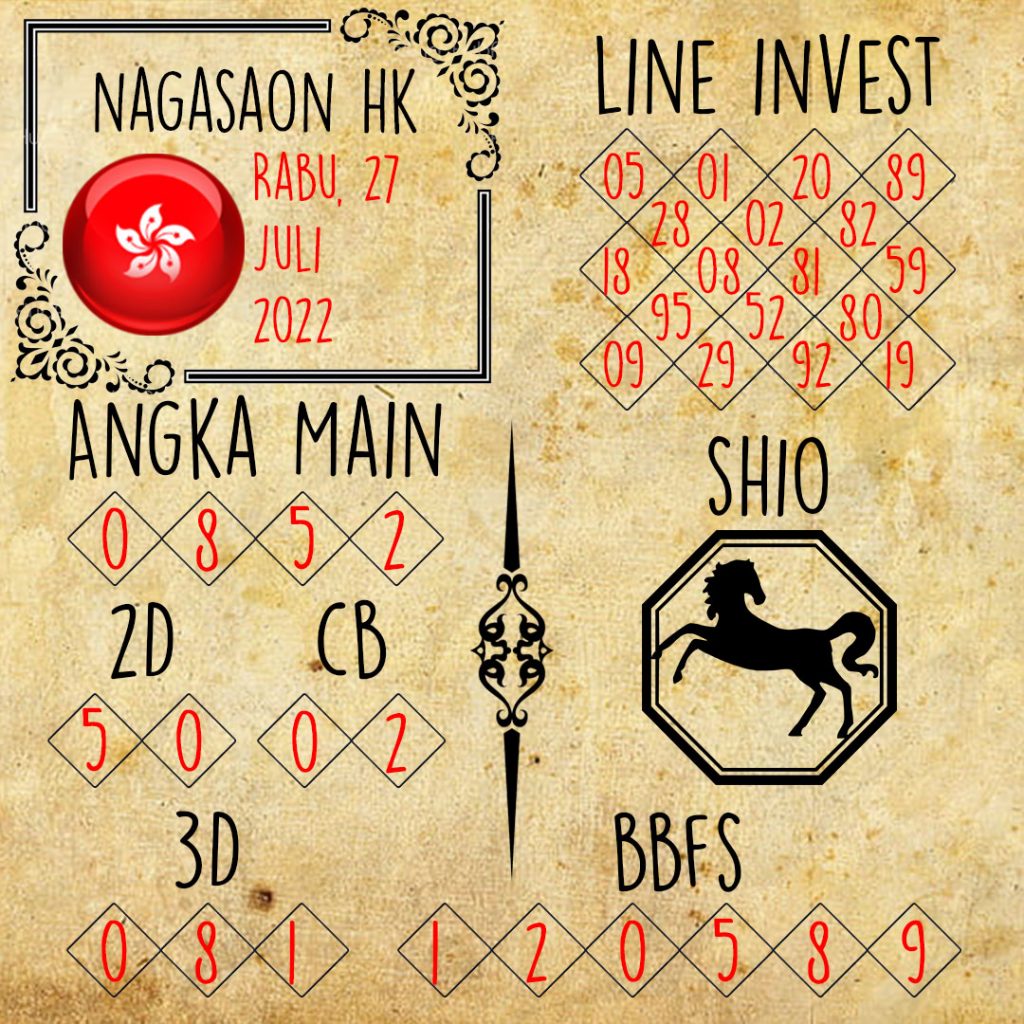 Prediksi HK Nagasaon Rabu 27 Juli 2022
