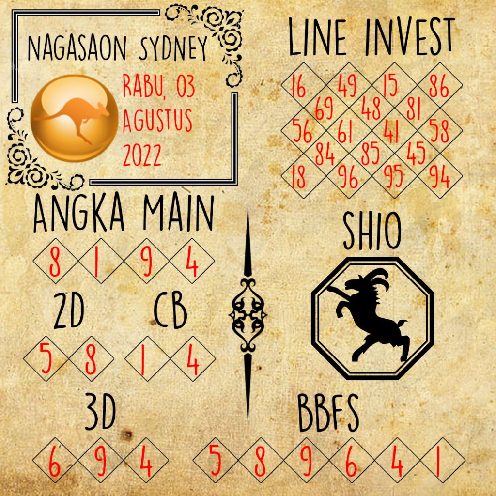 Prediksi Sydney Nagasaon Rabu 3 Agustus 2022